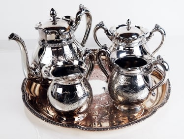 5-Pc. Silver Plate Assembled Tea & Coffee Set