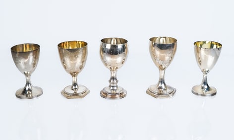 5 Antique English Silver Stems