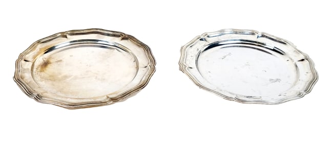 Pair of .800 Silver Round Trays