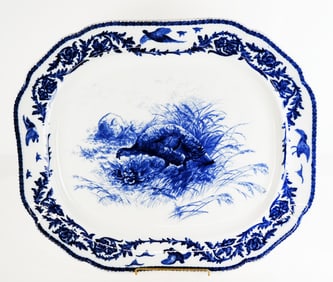 Antique Cauldon FLow Blue Turkey Platter