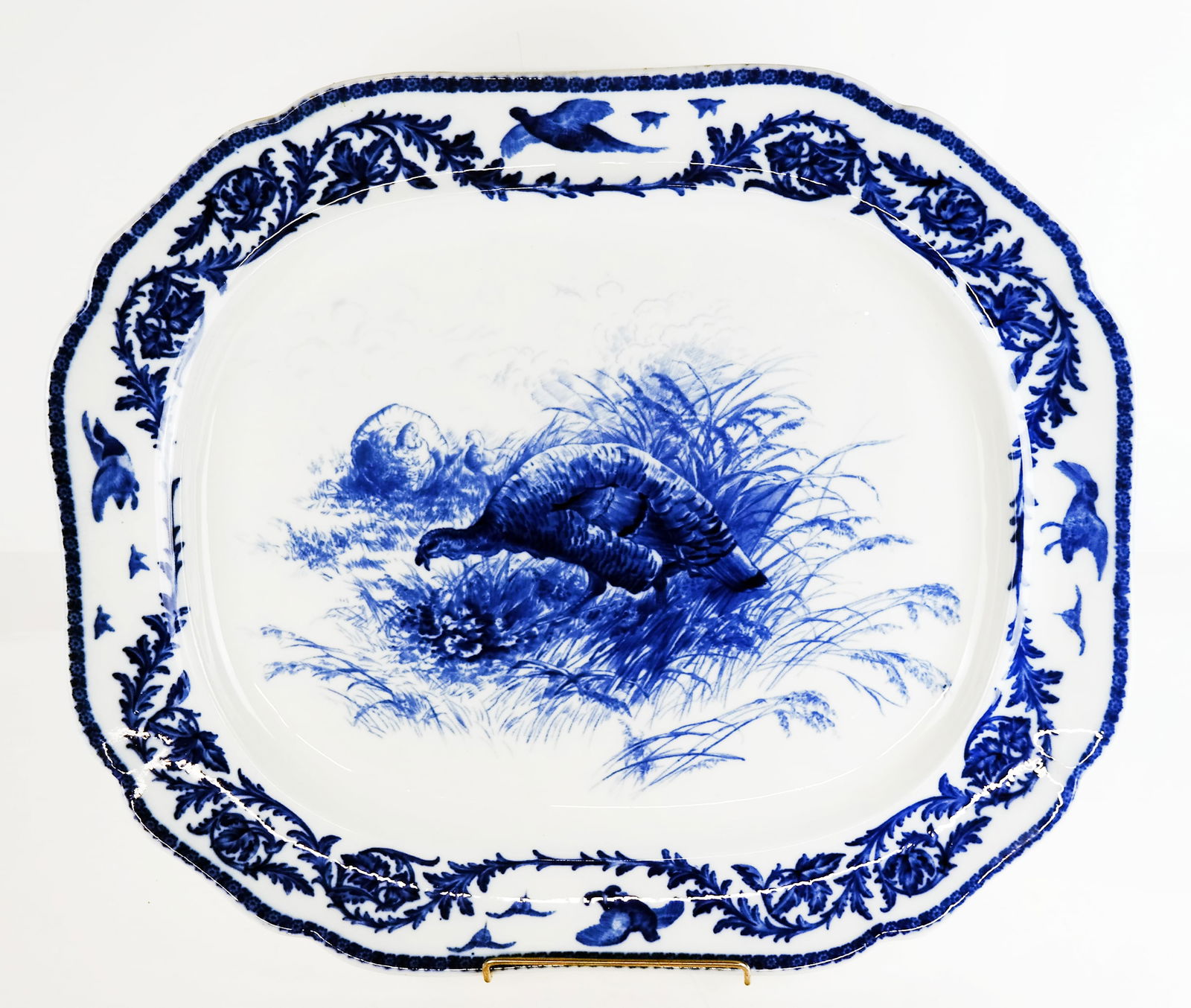 Antique Cauldon FLow Blue Turkey Platter (1 of 14)