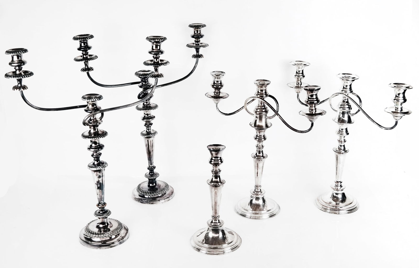 Two Pairs of Silver Plate 3-Light Candelabra (1 of 18)