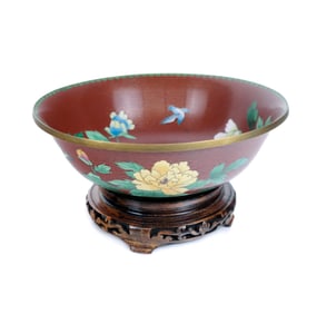 Chinese Cloisonne Bowl on Stand