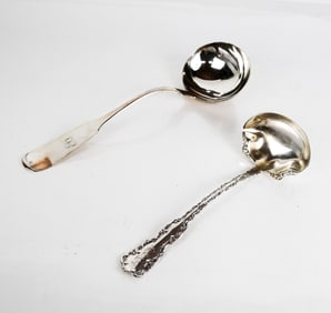 Two Antique Sterling Silver Punch Ladles