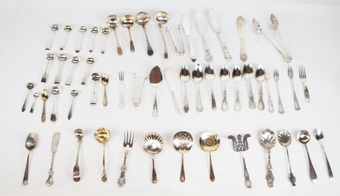 Group of English and Sterling Silver Flatware (63)