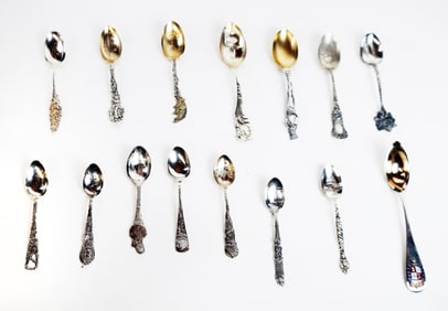 Fifteen Sterling Souvenir Spoons