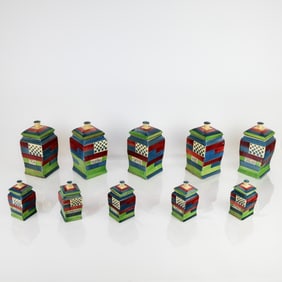 Art Deco Bauhaus Pottery Spice Jars (10)