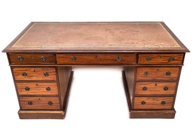 Antique English Leather-Top Desk