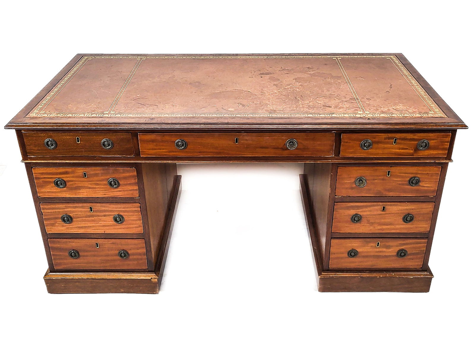 Antique English Leather-Top Desk (1 of 14)