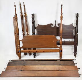 Maple 4-Poster Bed and Two Mahogany Beds