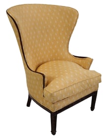 Upholstered & Carved Wingback Armchair