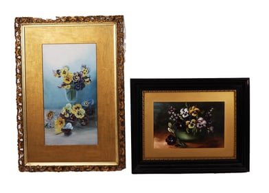 Two Floral Still Life Oil Paintings