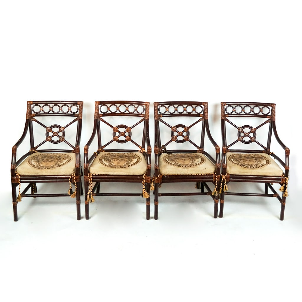 Set of 4 Bamboo & Rattan Armchairs (1 of 10)