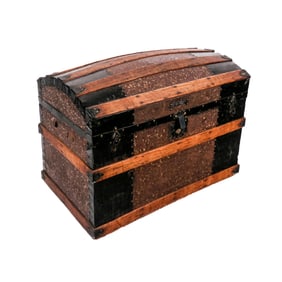 Antique Dome-Top Steamer Trunk