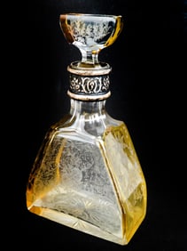 19th C. French Etched Crystal Decanter