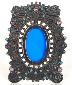 Mexican Silver and Inset Stone Frame