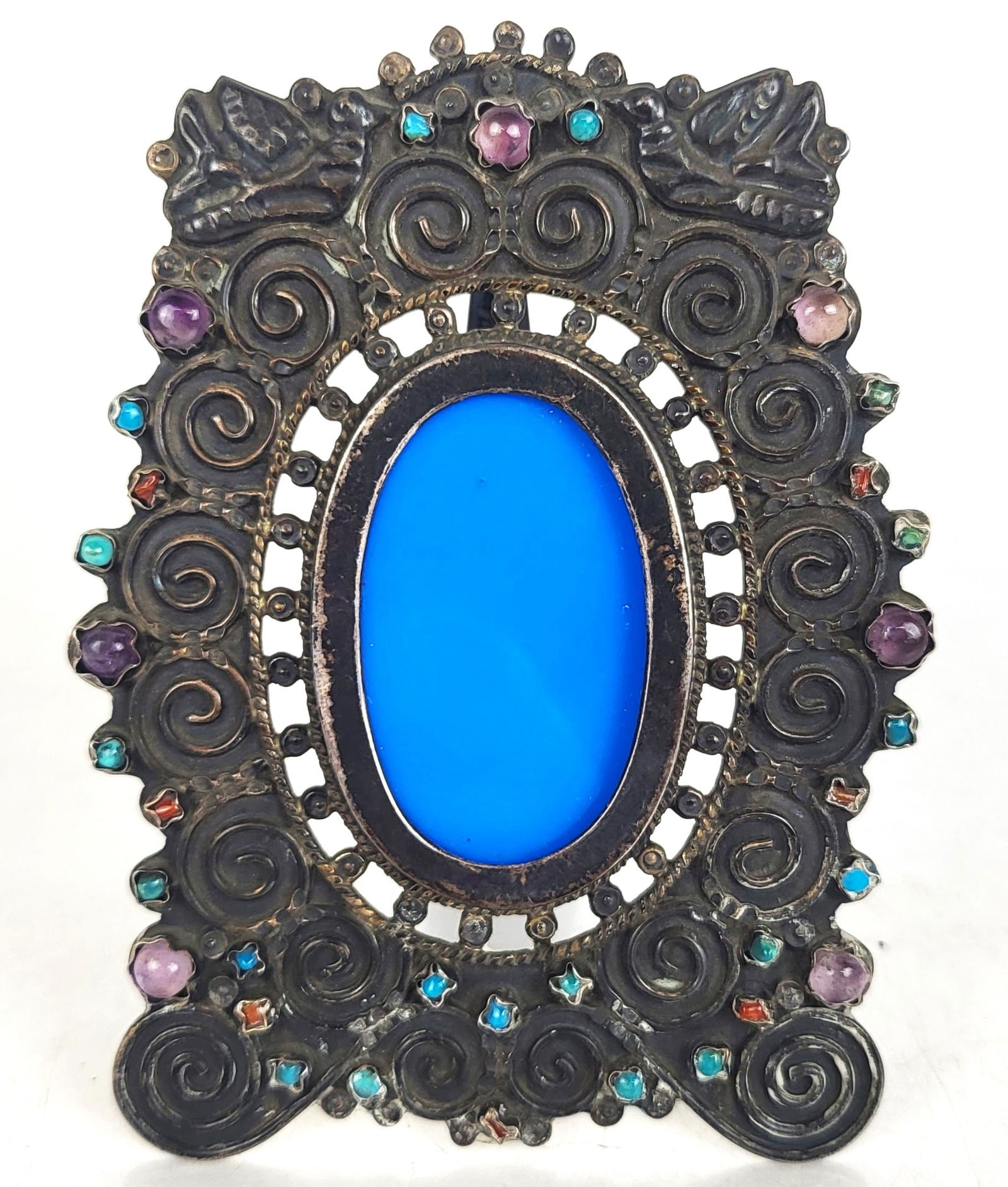 Mexican Silver and Inset Stone Frame (1 of 13)