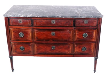 Louis XVI French Black Marble Top Commode