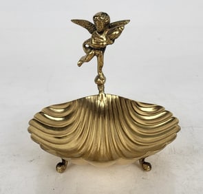 Gilt Metal Dish with Cherub