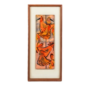 Framed Set of 2 Enamels on Copper