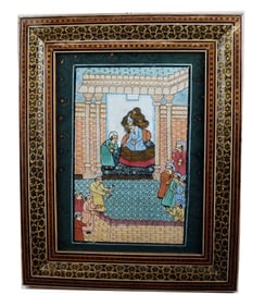 Mughal Court Scene in Inlaid Frame
