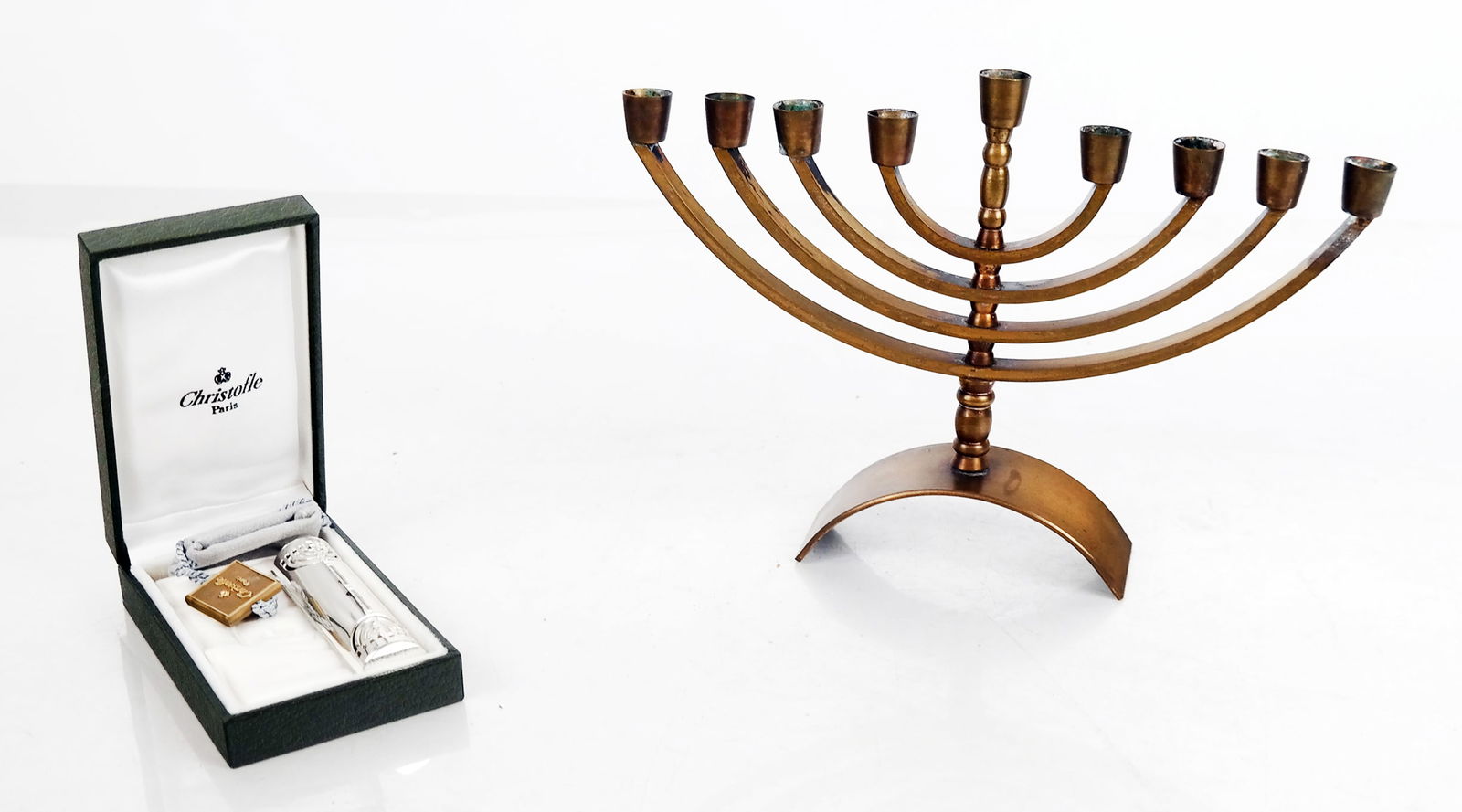 Christofle Silver Mezuzah & a Brass Menorah (1 of 8)
