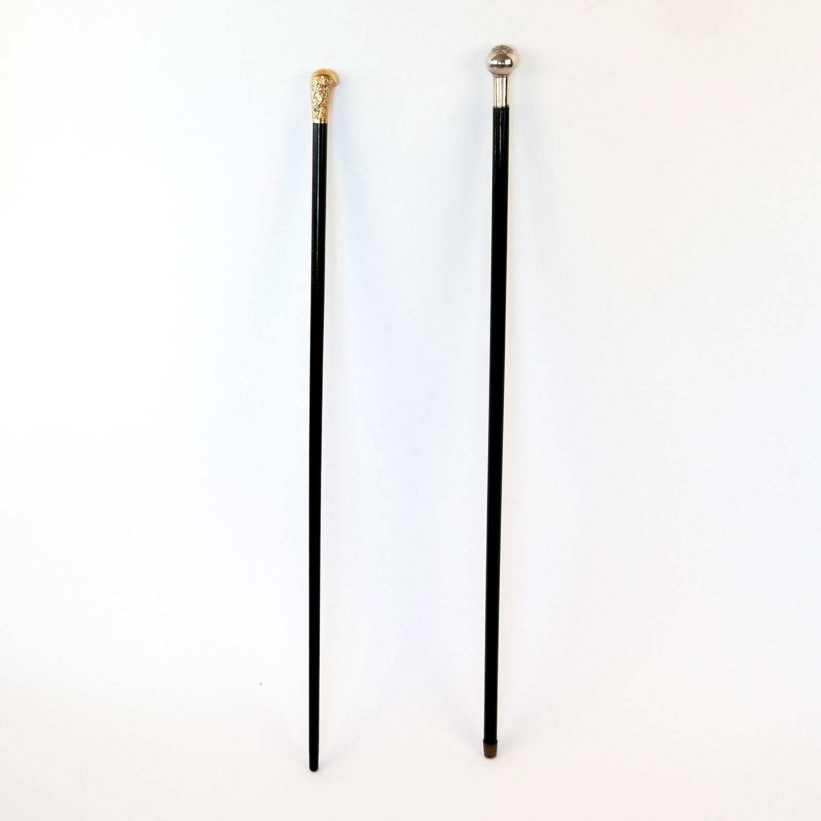 2 Victorian Black Lacquered Walking Sticks (1 of 12)