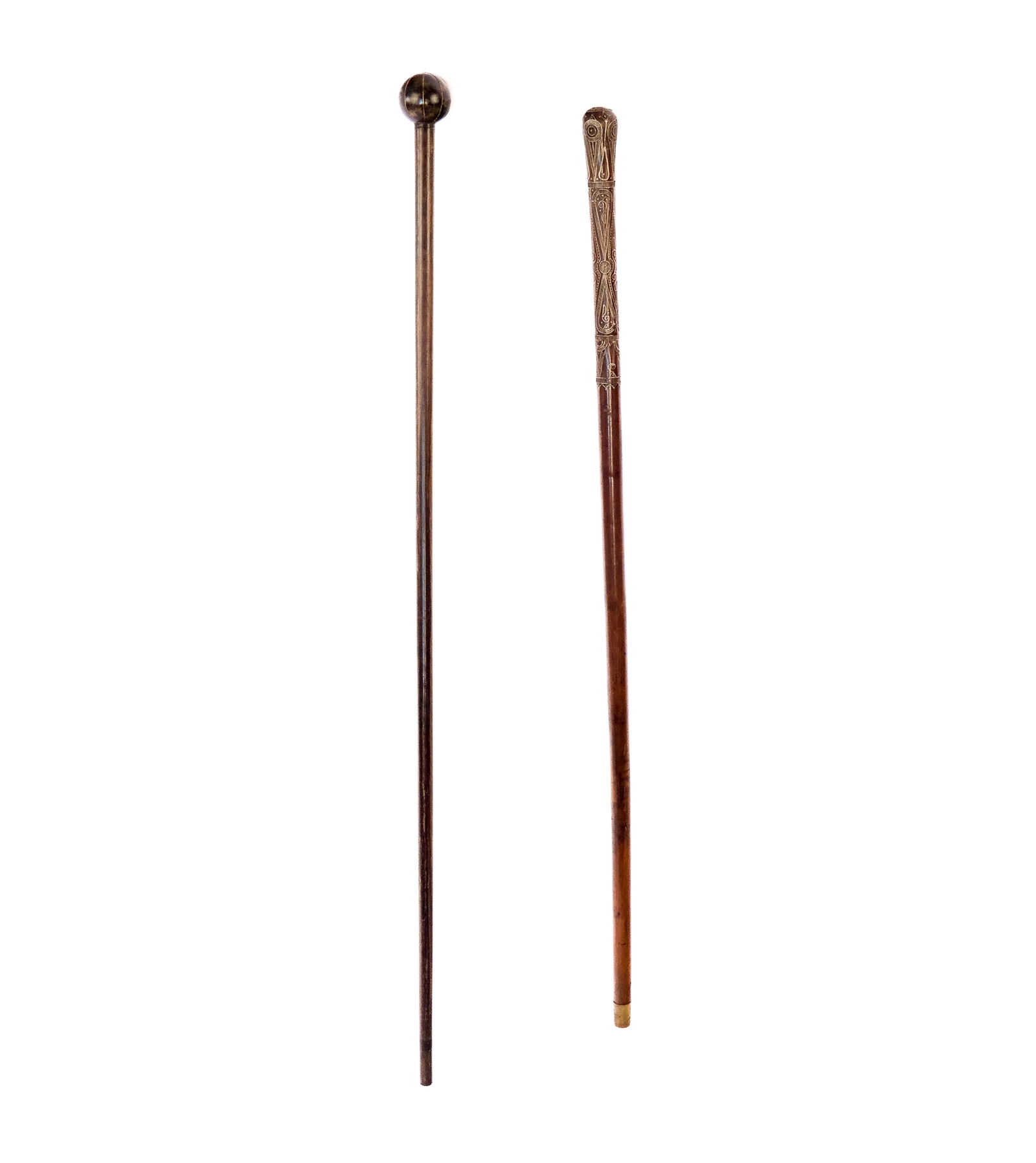 2 Victorian Inlaid Mahogany Walking Sticks (1 of 11)