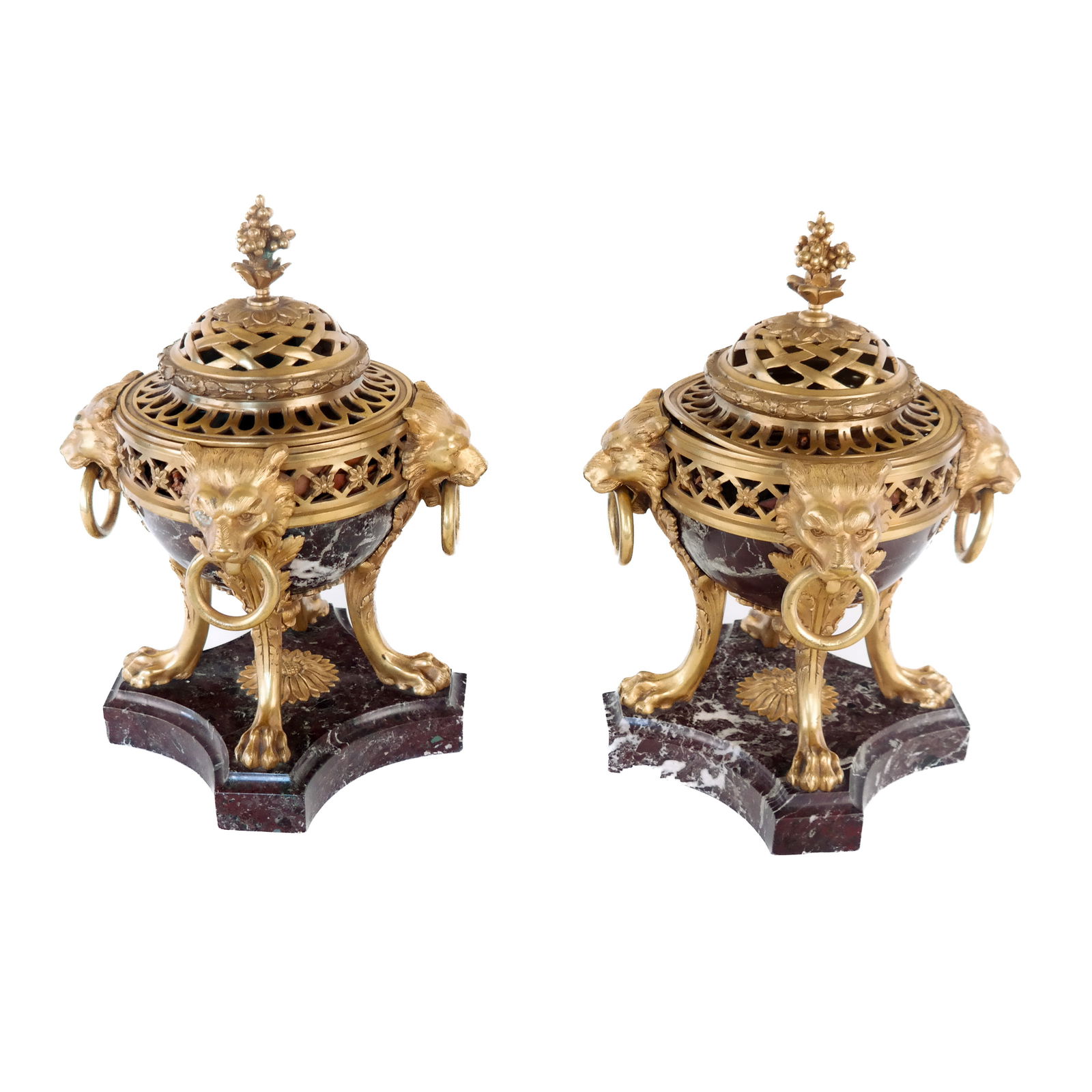 Pair of Fine Bronze Dore 19th C. Cassolettes- Compotes (1 of 11)