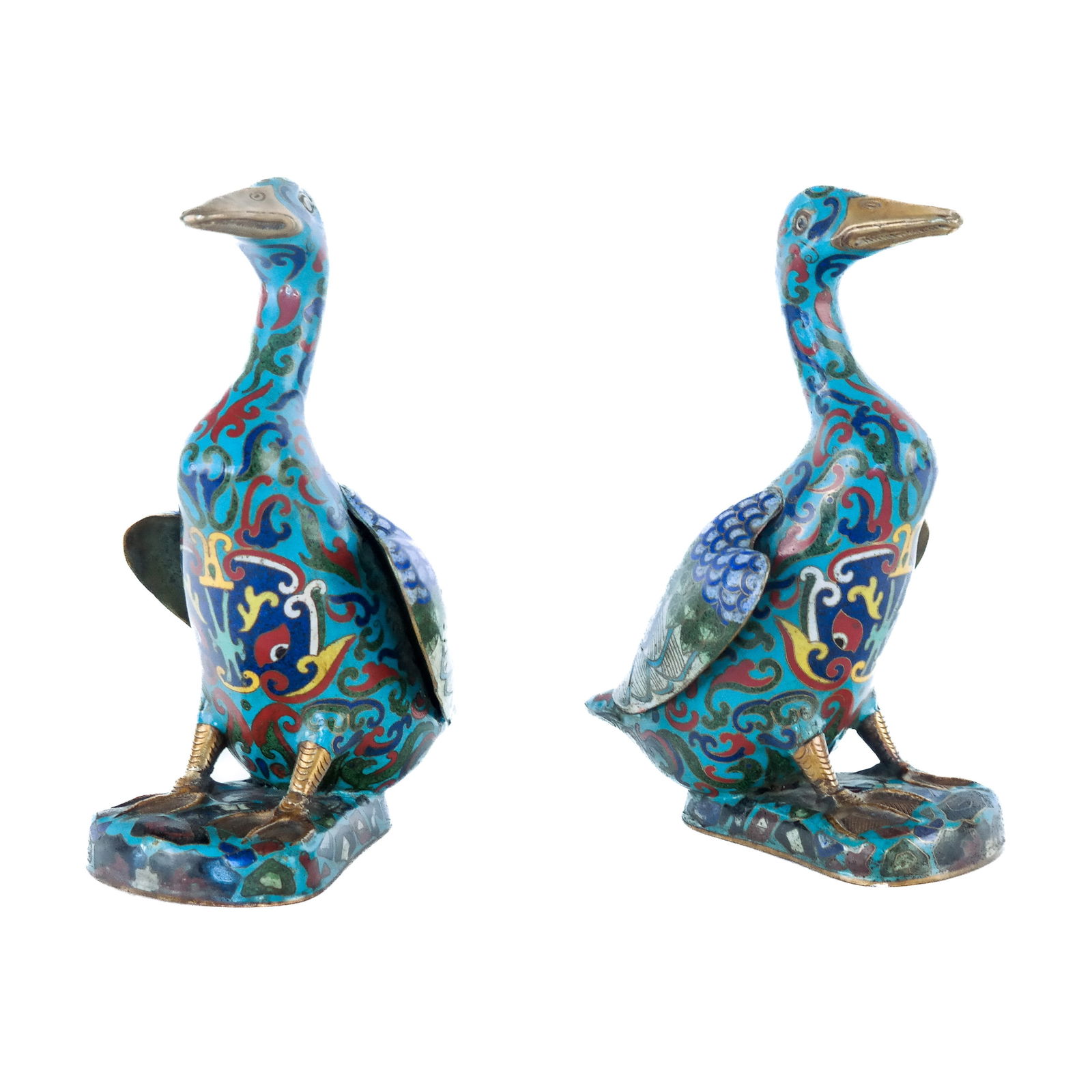 Pair of Antique Cloisonne Enamel Ducks (1 of 9)