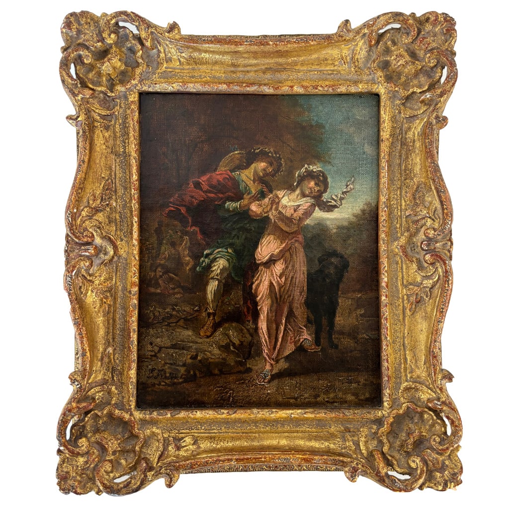 19th C Gilt Framed Oil on Canvas Allegorical Scene (1 of 10)