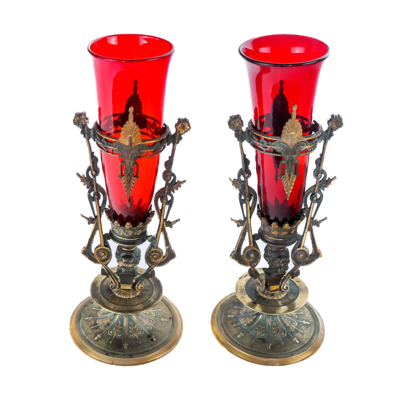 Pair of Victorian Bronze Patina Vases (1 of 13)