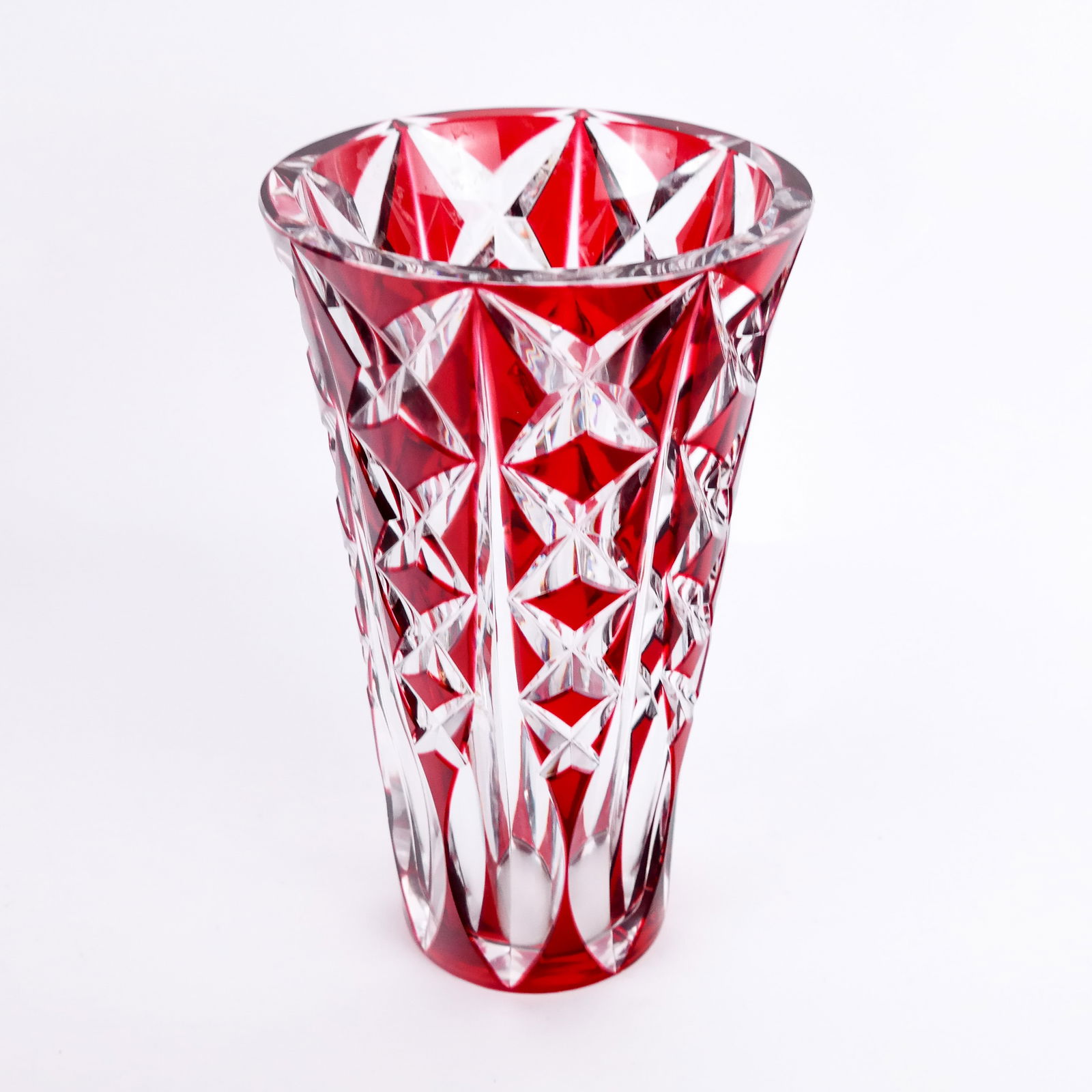 St. Louis Ruby Cut To Clear Vase (1 of 9)
