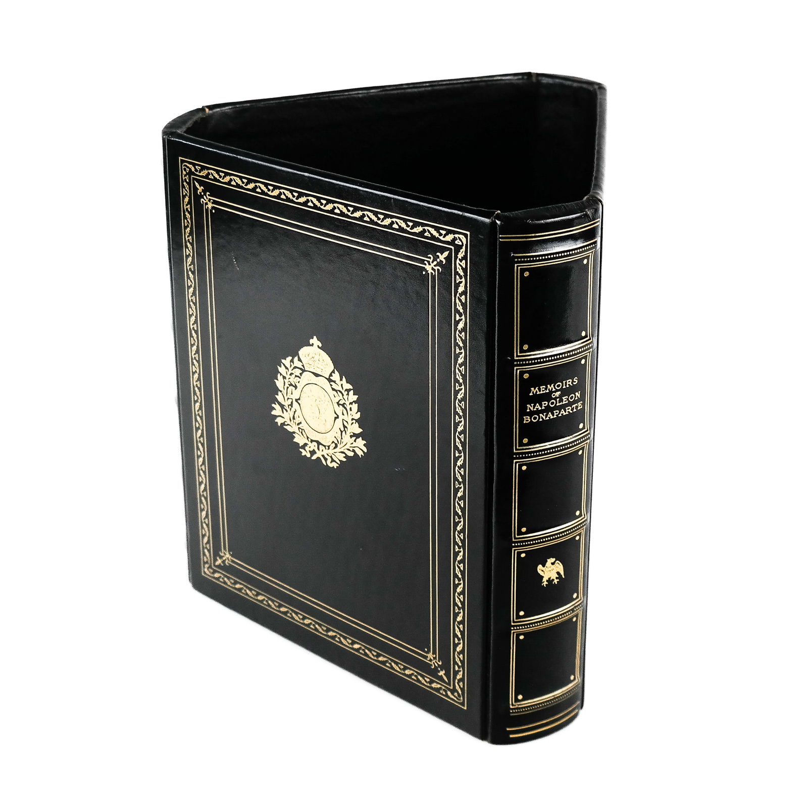 Custom Triangular Fine Black Leather Bin (1 of 6)