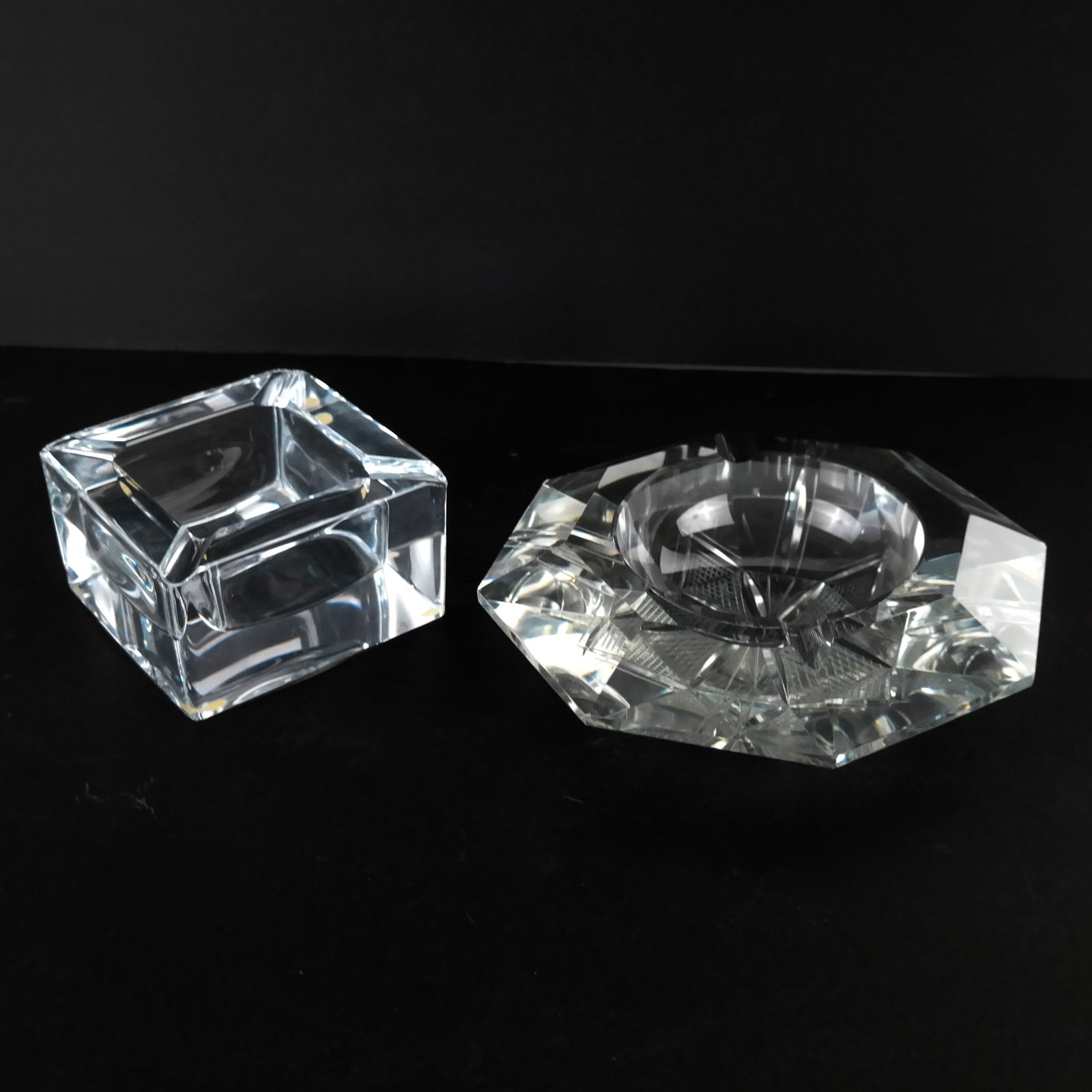 Two Fine Cut Crystal Ashtrays, Baccarat & Other (1 of 13)
