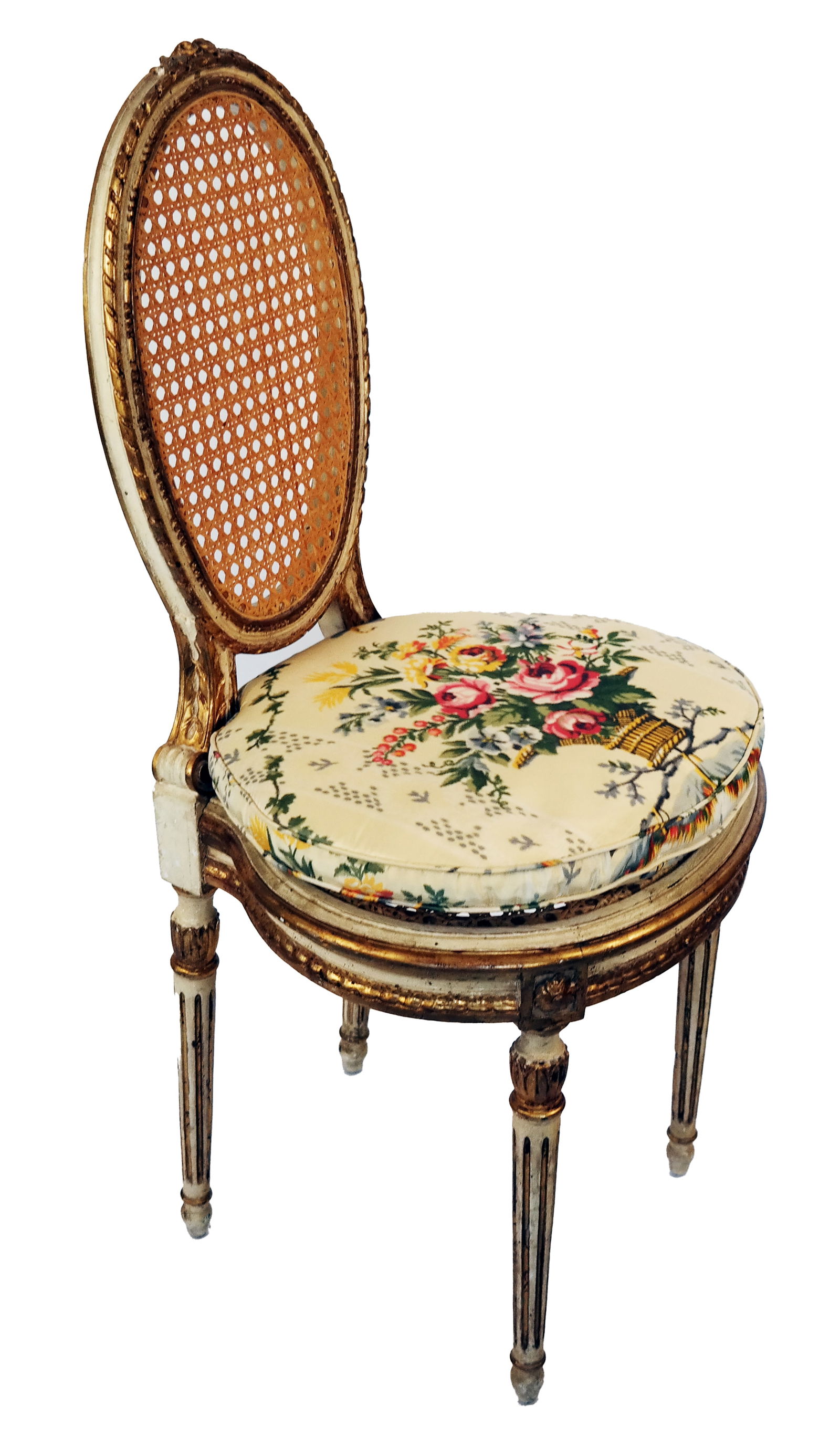 Louis XVI Decorated & Gilded Petit Side Chair (1 of 11)