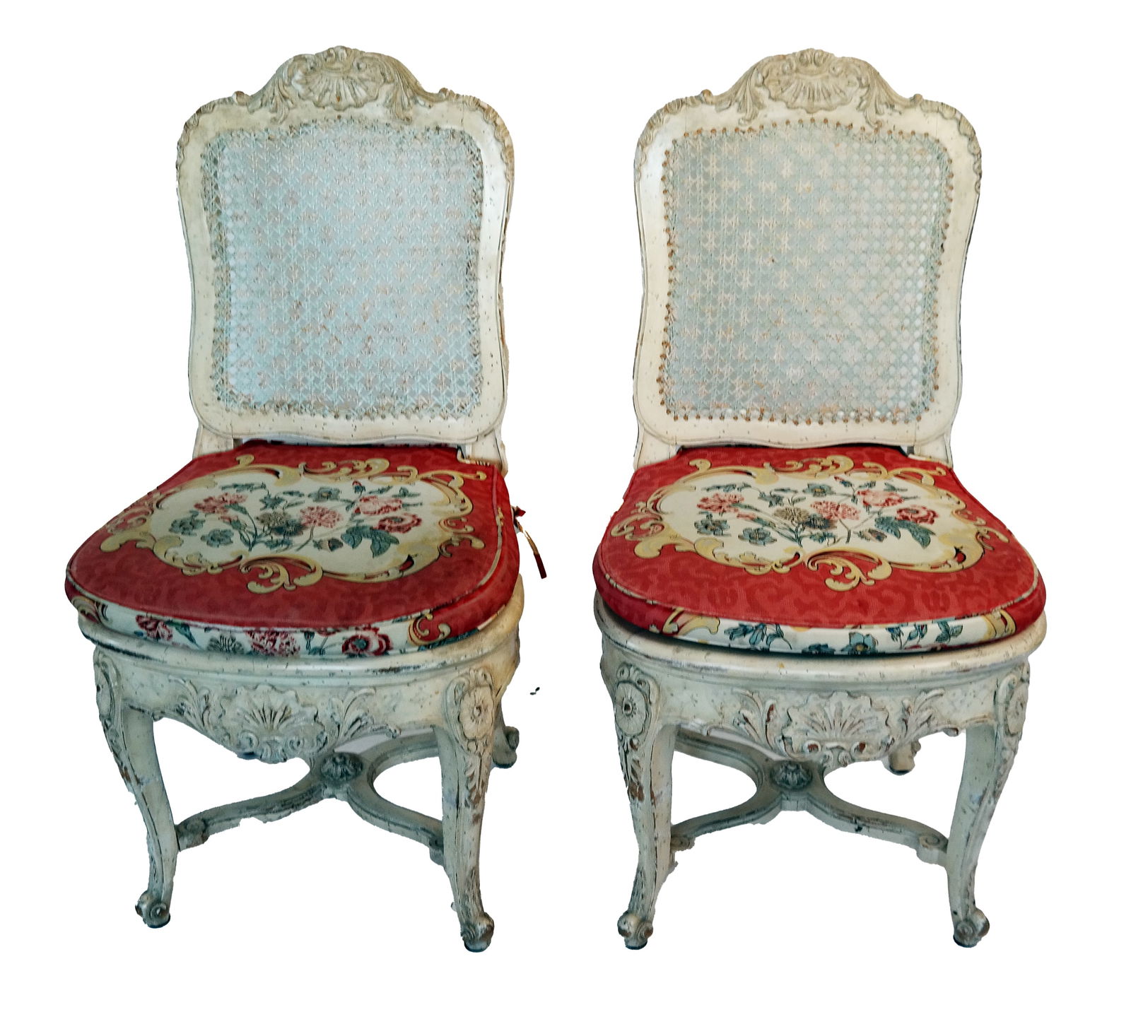 Pair of Louis XV Painted Side Chairs (1 of 8)