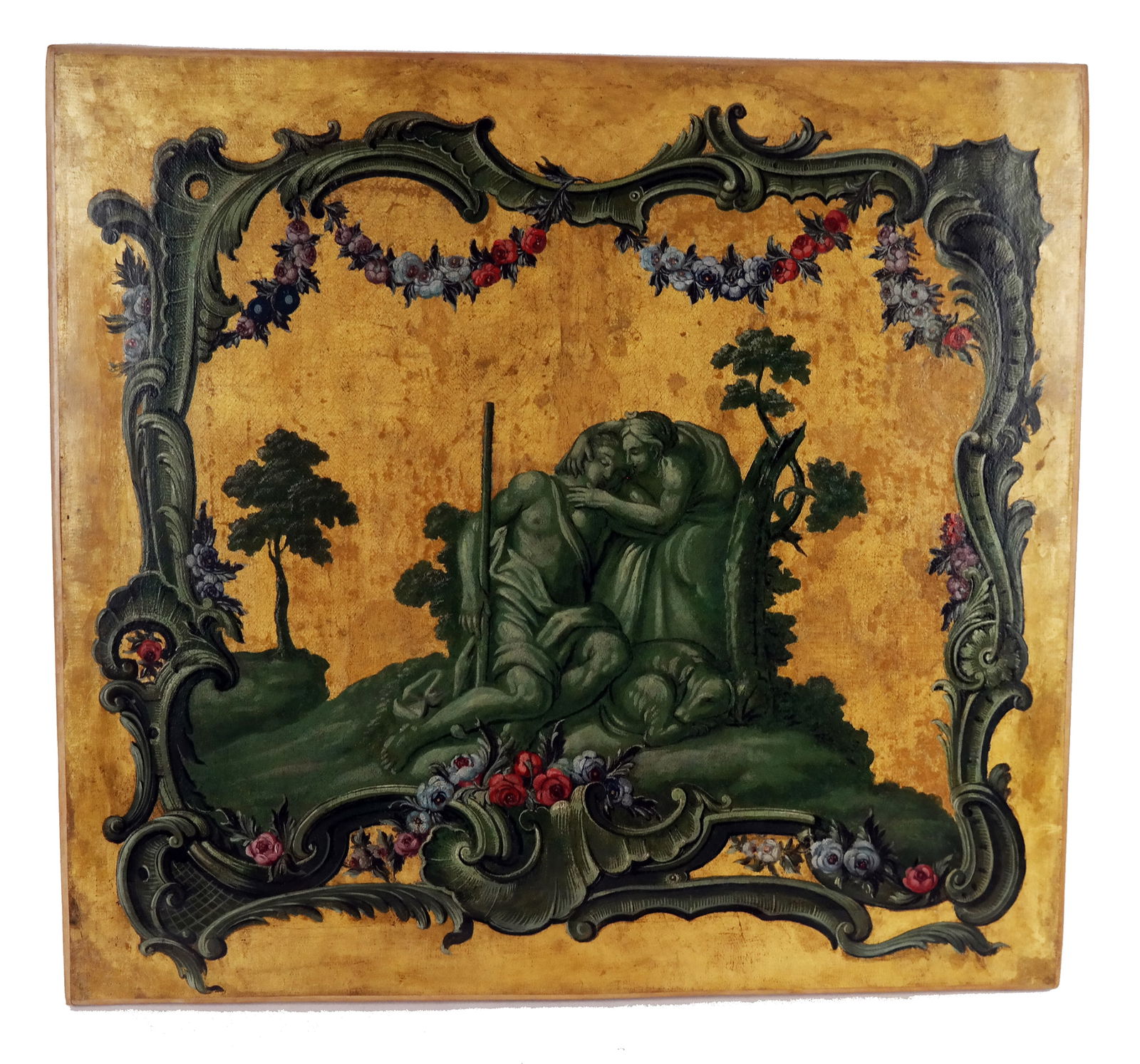 Italian Rococo Oil on Canvas Painted Panel, Lovers (1 of 10)