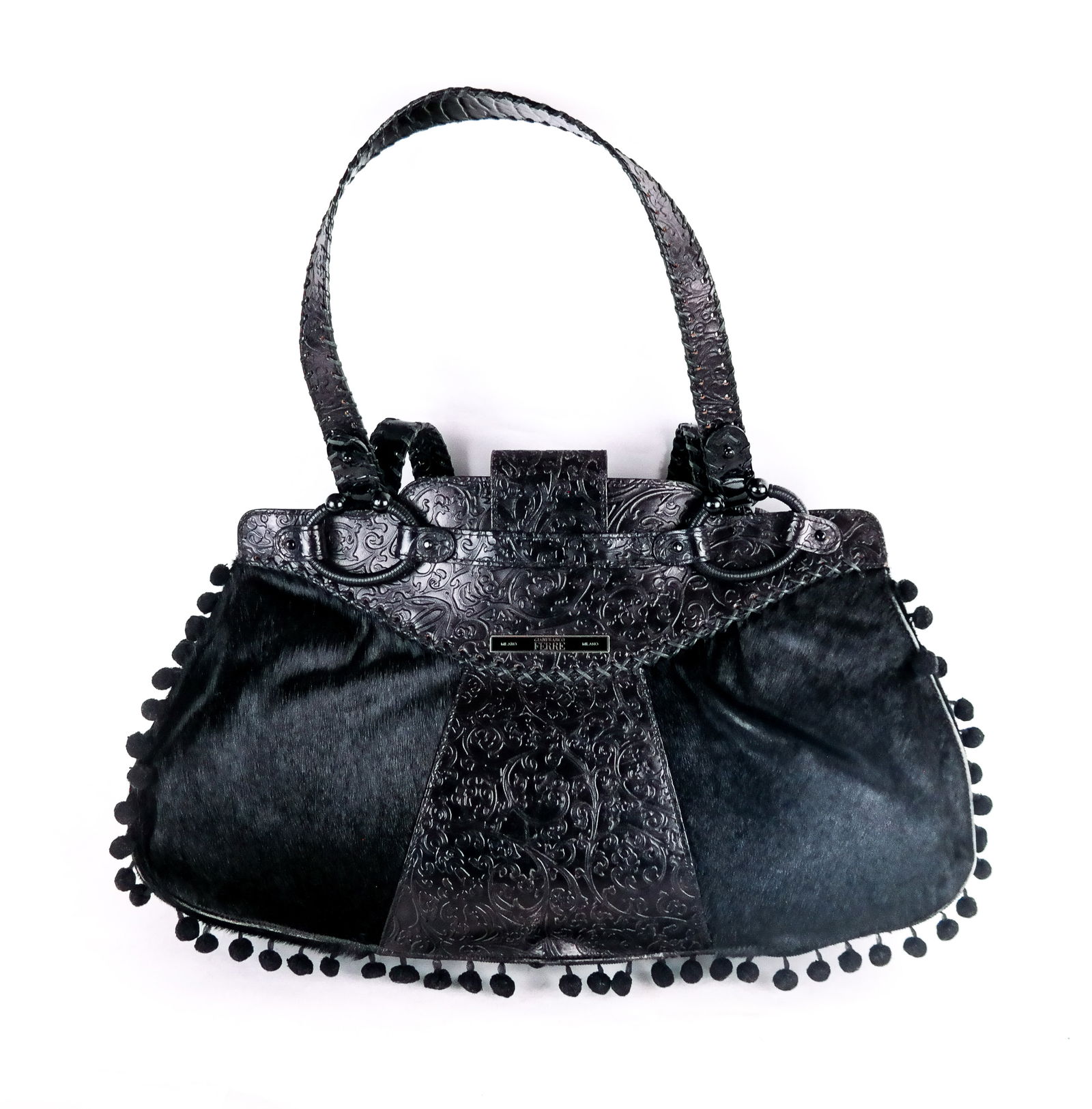 Gianfranco Ferre Black Leather Should Bag (1 of 6)