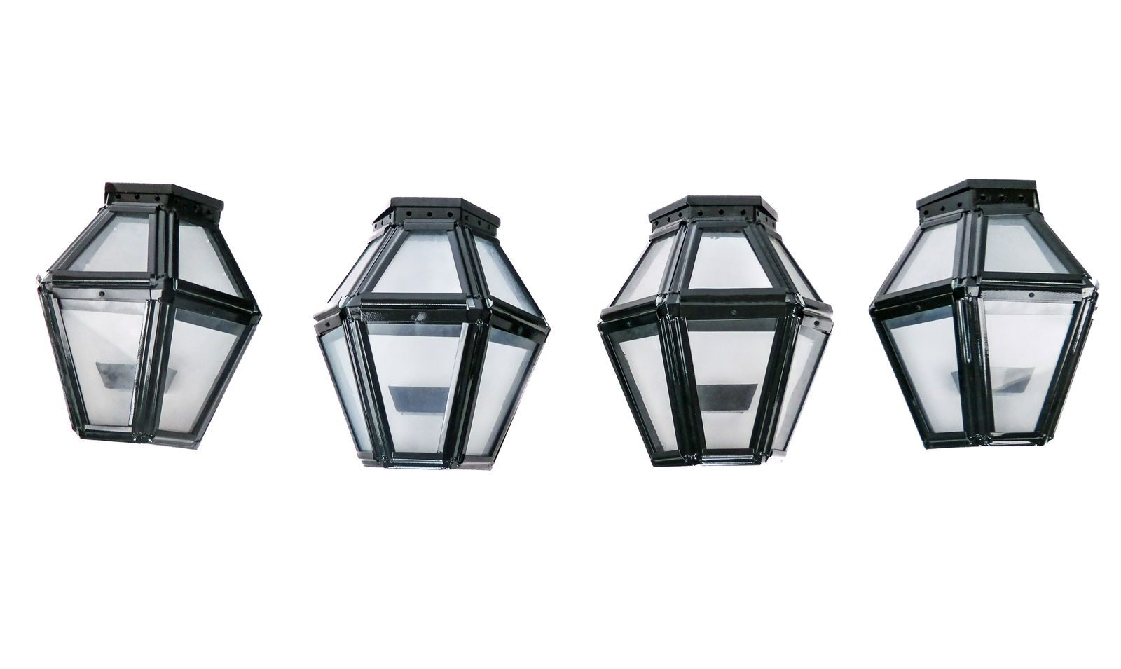 Set of Four Black and Glass Wall Sconces (1 of 13)