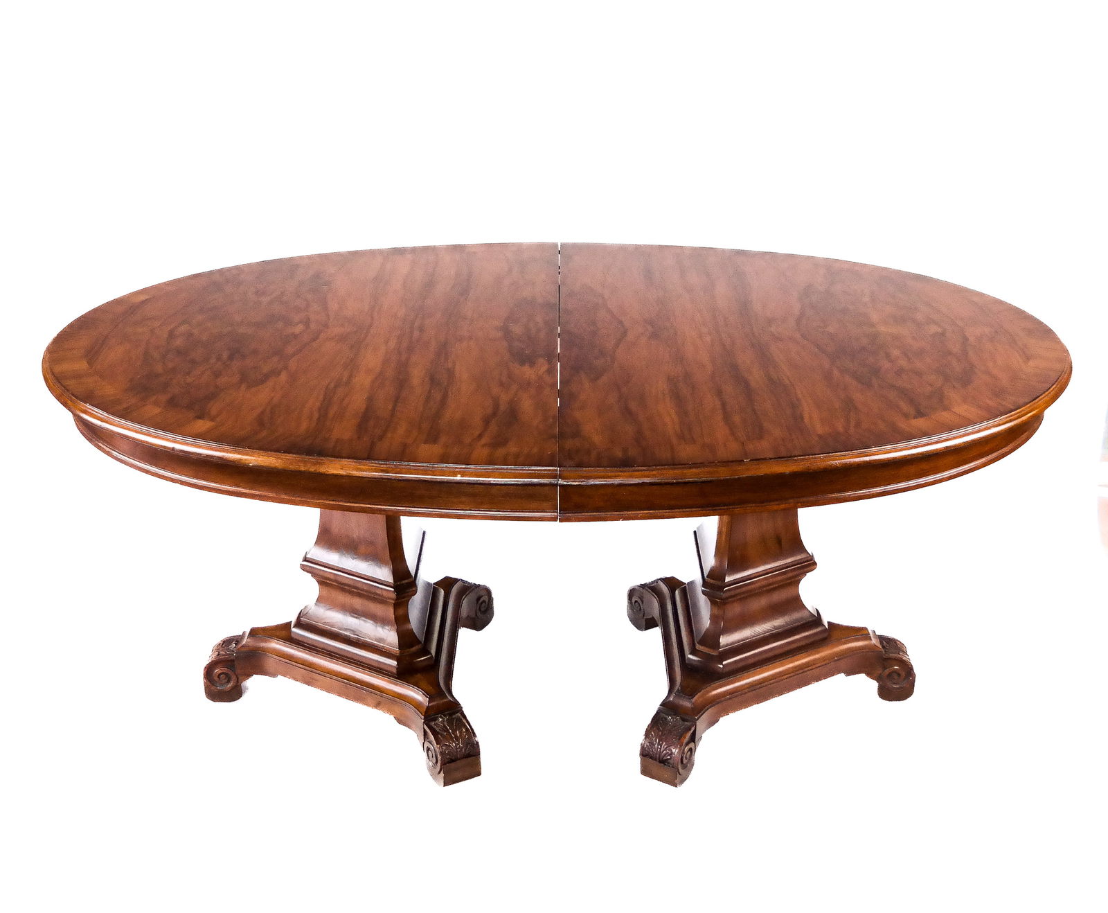 Regency Burl Walnut  Double Pedestal Dining Table (1 of 15)