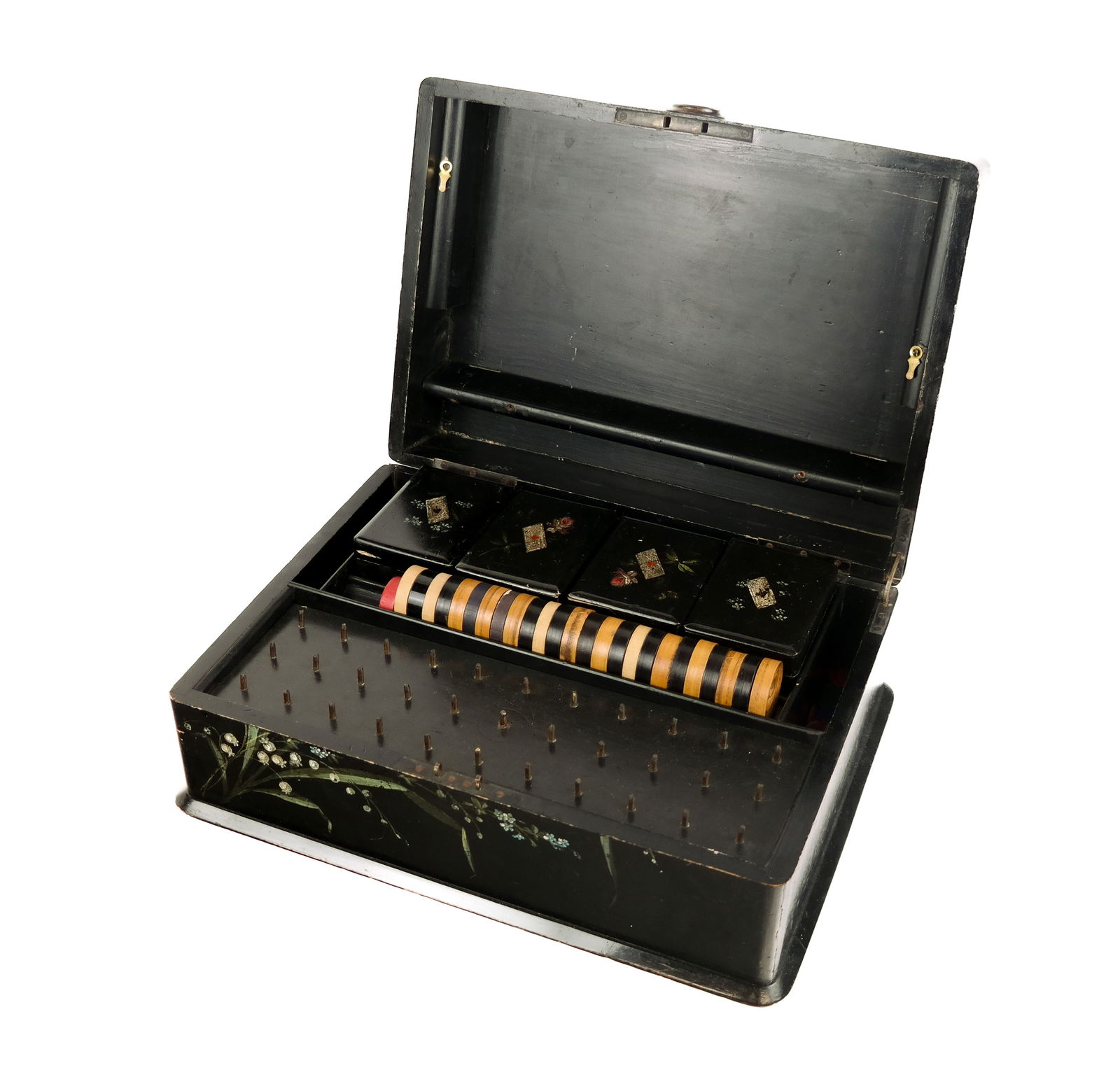 Victorian Black Lacquer Game Box (1 of 12)
