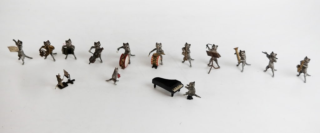 Franz BERGMANN: Bronze Cats w/ Instruments, 14 (1 of 11)