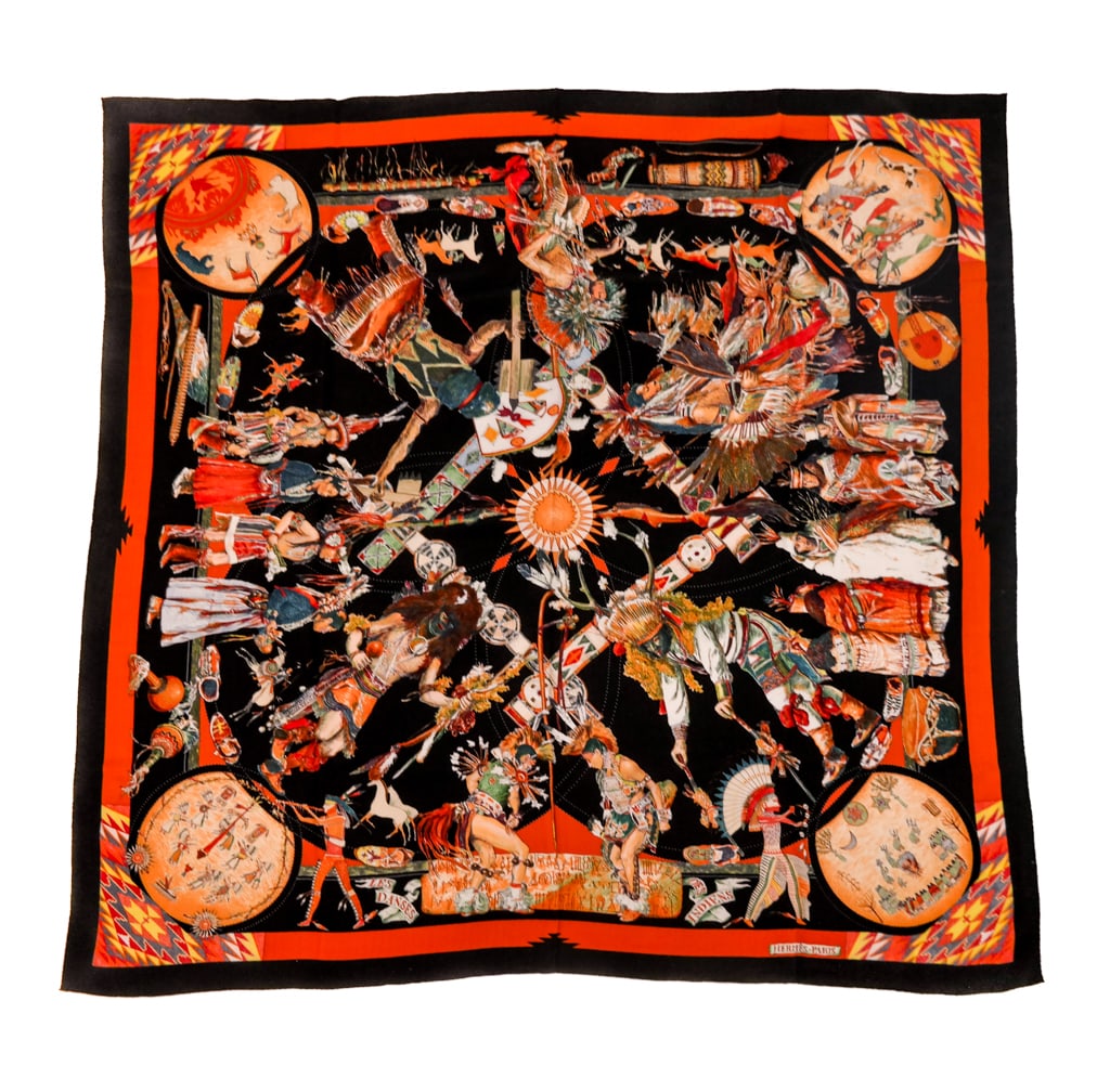 Hermes Cashmere Silk Les Danses des Indiens Shawl (1 of 12)