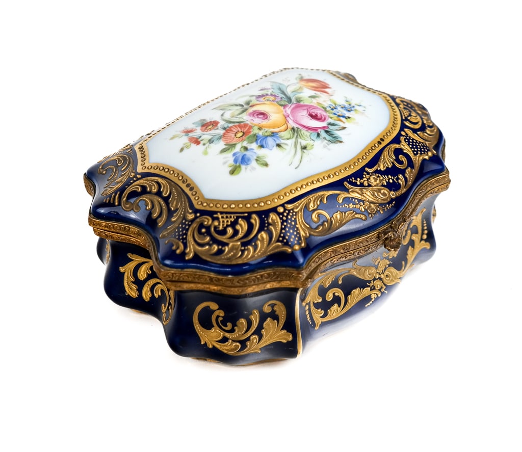 Sevres Porcelain Cobalt Blue Vanity Box (1 of 12)