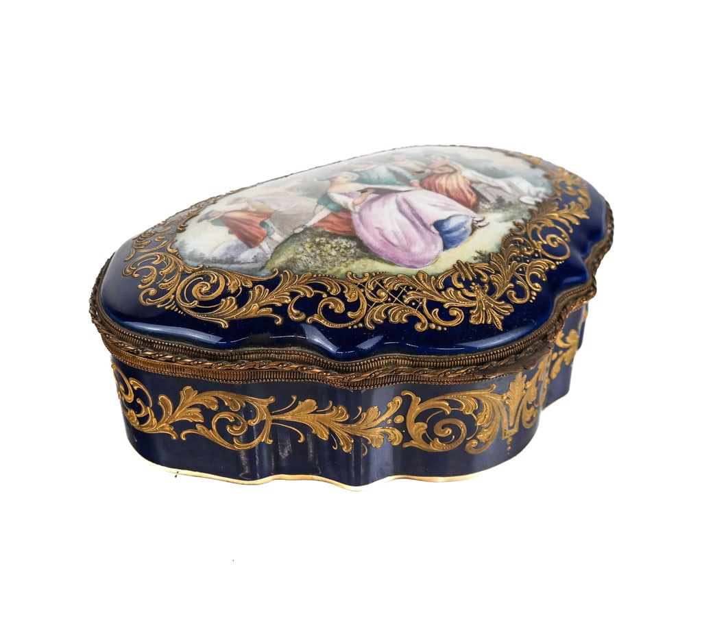 Sevres Porcelain Cobalt Blue Vanity Box (1 of 12)