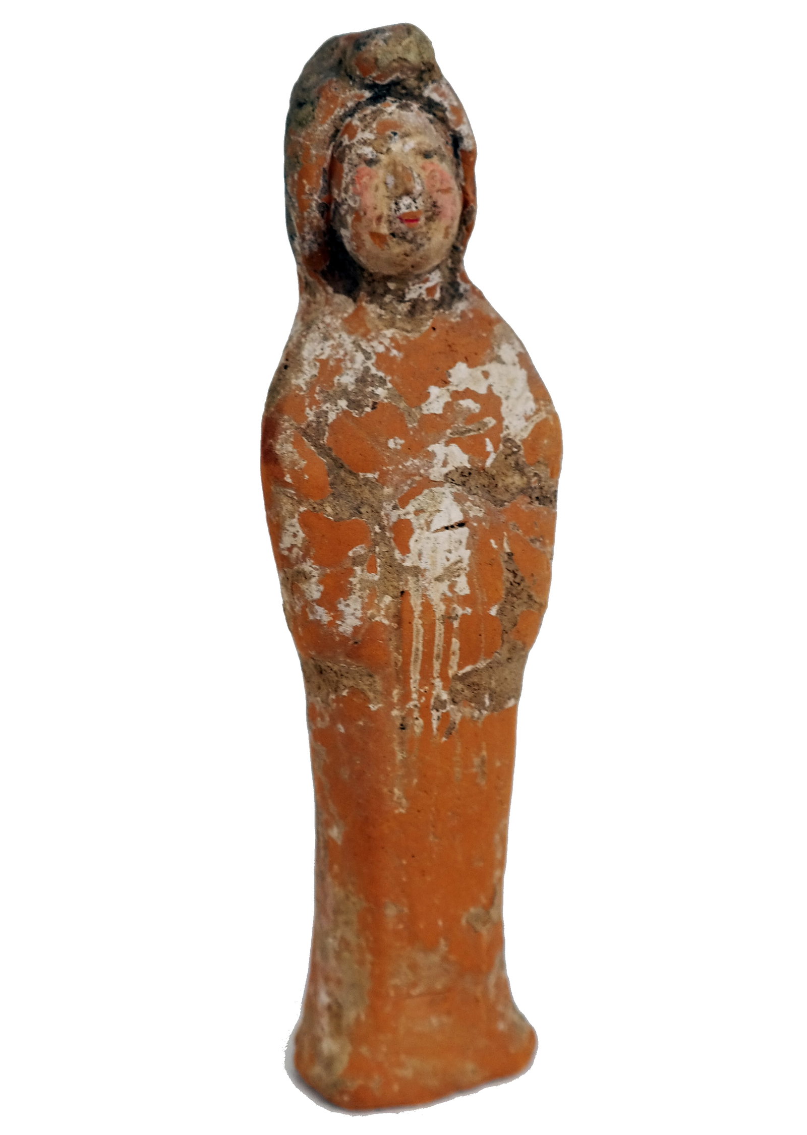 Terra Cotta Sculpture of a Woman: Terra cotta sculpture of a woman, artist unknown. Provenance: From the Collection of Brendelle & Fred Walden. [7" H]. Overall good condition. Condition reports and requests for additional photos canno