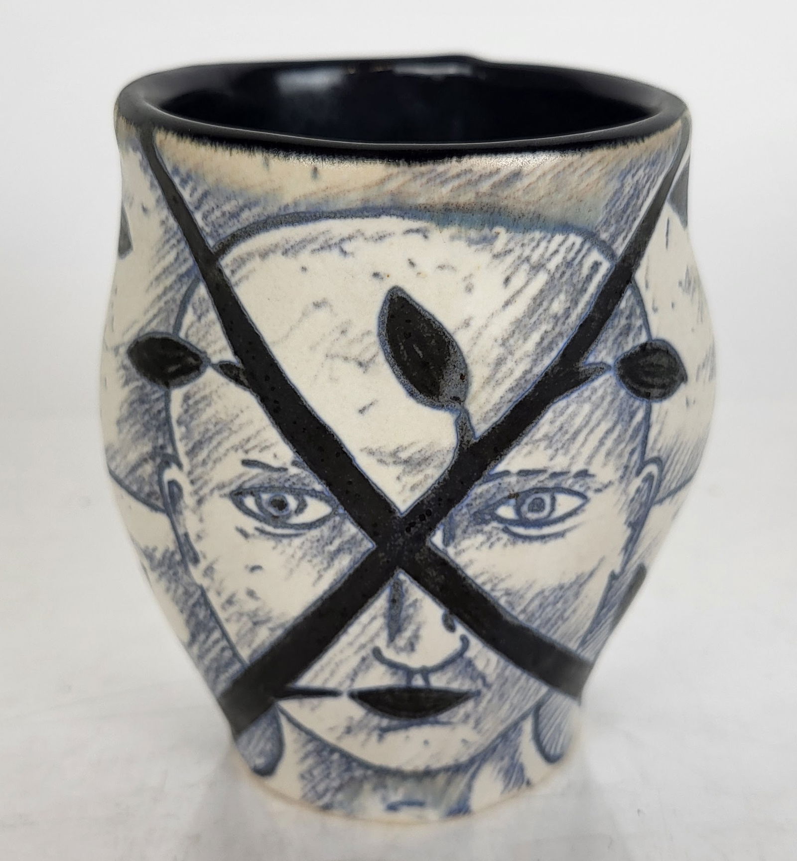 Chuck AYDLETT: Ceramic Blue & Cream Portrait Mug (1 of 10)