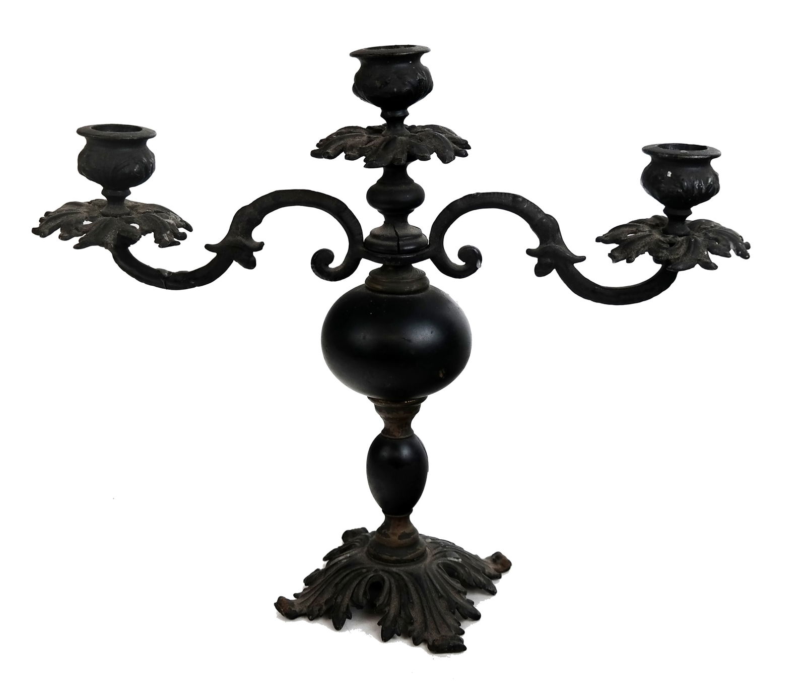 Cast Iron and Turned Wood Candelabra (1 of 9)
