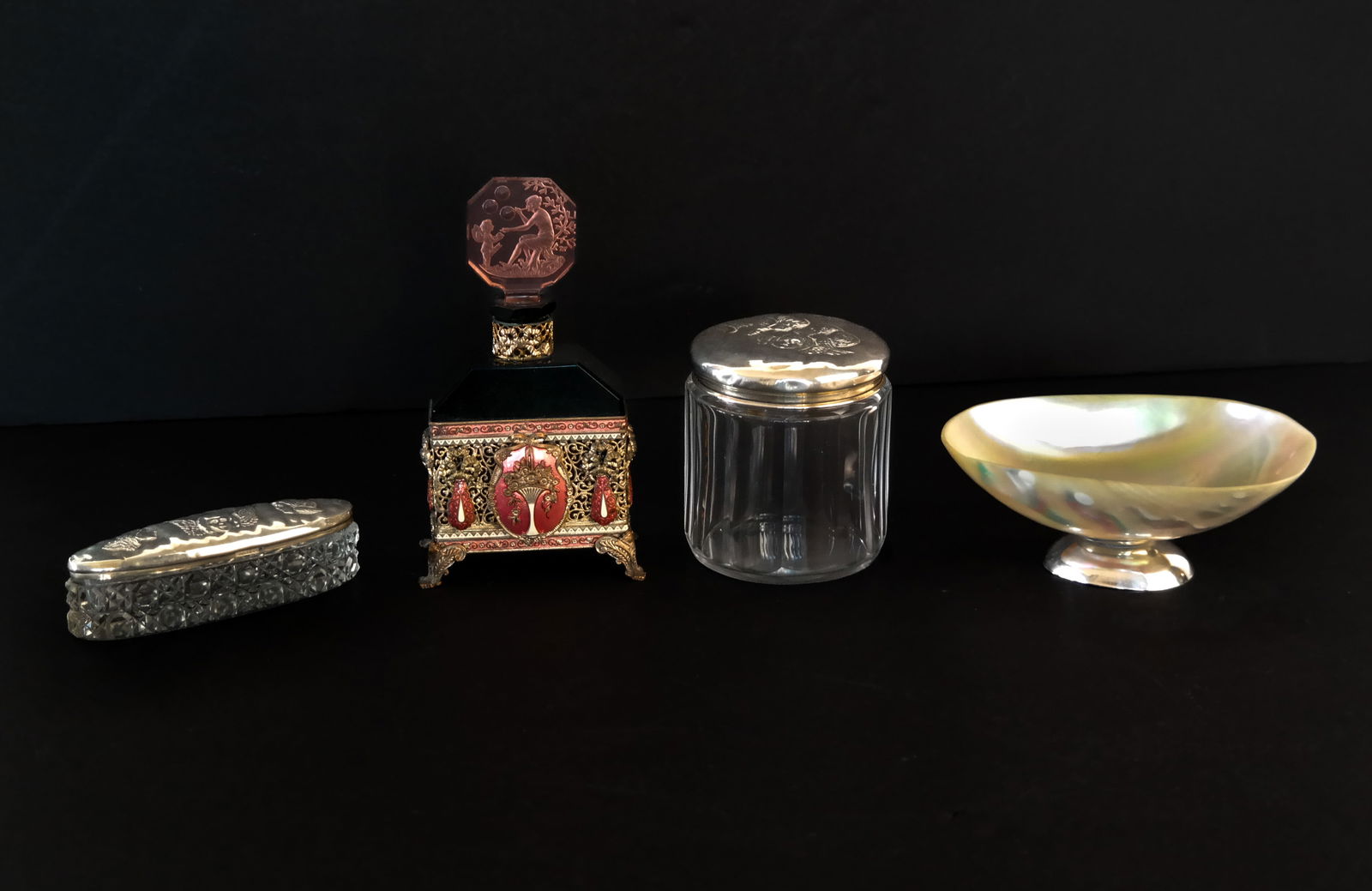 Group of 4 Silver & Crystal Vanity Items (1 of 15)